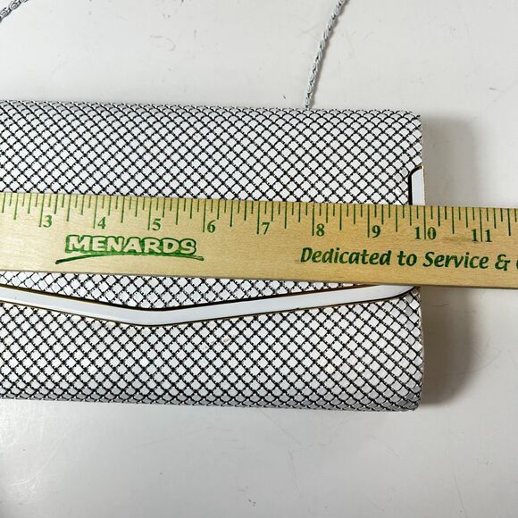 Vintage White Mesh Clutch or Chain Strap Shoulder Bag - Picture 12 of 14